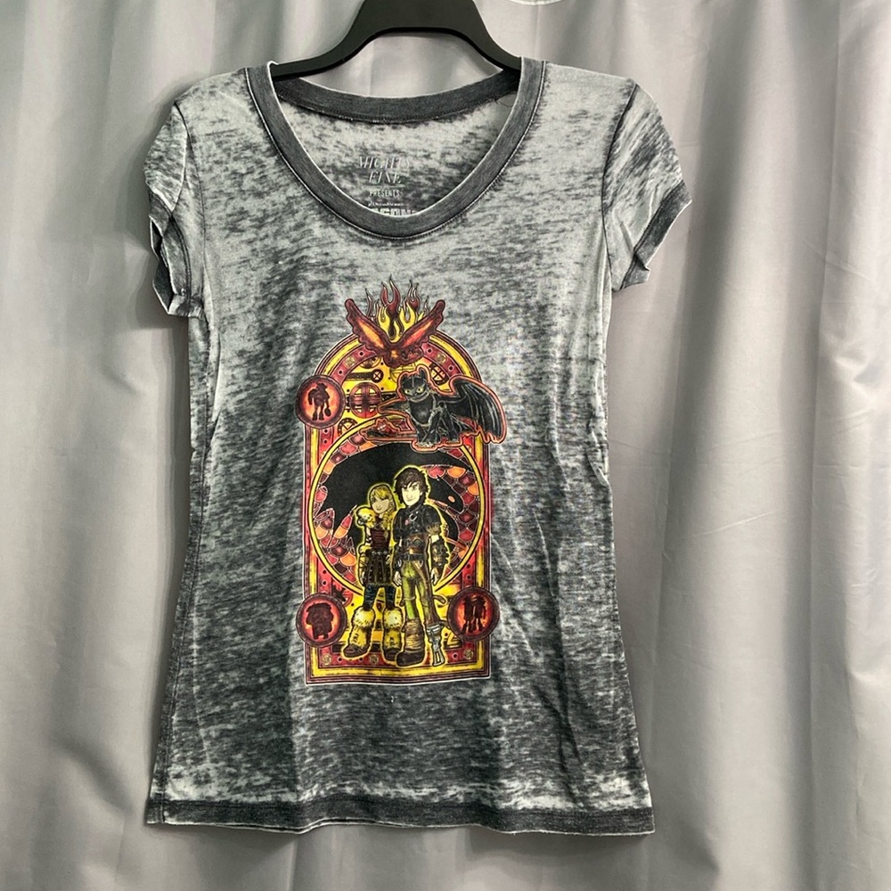 Mighty Fine How to Train Your Dragon Fitted Distressed Tee Toothless Hiccup
